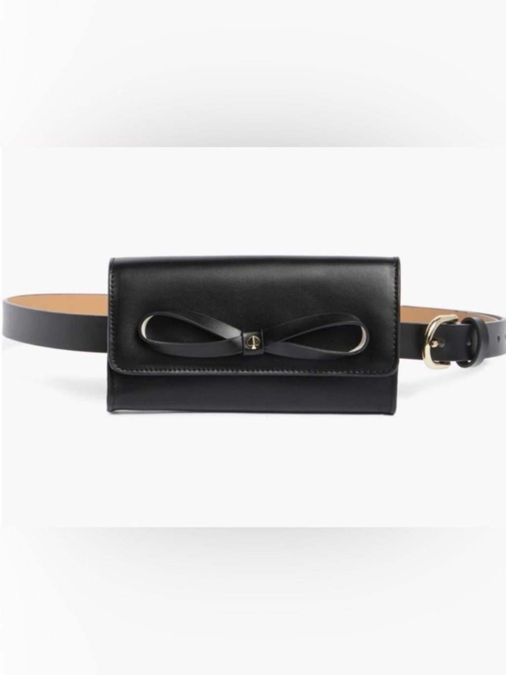 Kate Spade New York Black Leather Bow Belt Wallet Bag Fanny Pack L/XL NEW Travel - Picture 2 of 14